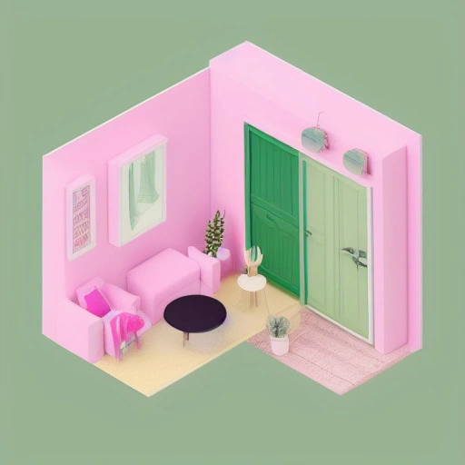 25578-141011255-tiny cute isometric living room in a cutaway box, soft smooth lighting, soft colors, pink and green color scheme, soft colors, 2.webp
